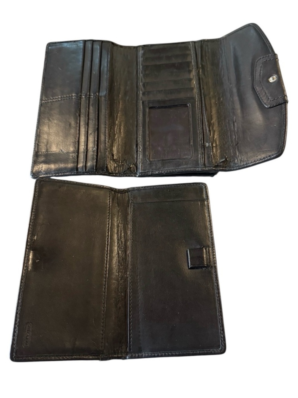 Coach Signature Wallet & Checkbook Holder Set Black/Gray Canvas Leather Trim - Picture 3 of 12